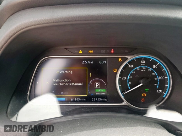 2018 Nissan LEAF S with VIN 1N4AZ1CP6JC301337, listed as a Copart auction lot 54556445 with 29,715 mi miles and Salvage Title. Bid and sale history available at DreamBid. Image 9.