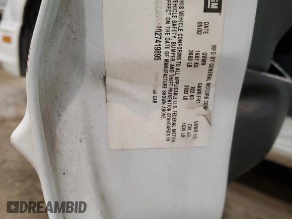 2002 Pontiac Sunfire SE z VIN 1G2JB524027419895, wystawiony jako Copart lot #82632844 z przebiegiem Nie podano mil oraz Nie do naprawy • Non repairable. Historia ofert i sprzedaży dostępna na DreamBid. Obrazek 12.