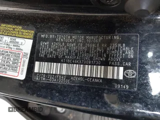 2007 Toyota Camry CE with VIN 4T1BE46KX7U081730, listed as a IAAI auction lot 41765725 with 231,354 mi miles. Bid and sale history available at carsss.com. Image 9.