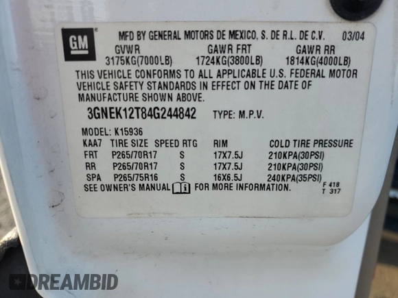 2004 Chevrolet Avalanche Z71 with VIN 3GNEK12T84G244842, listed as a Copart auction lot 79139874 with 157,738 mi miles and Clean Title. Bid and sale history available at DreamBid. Image 12.