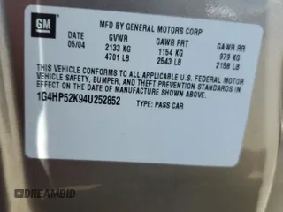 2004 Buick LeSabre Custom with VIN 1G4HP52K94U252852, listed as a Copart auction lot 53572355 with 99,978 mi miles and Clean Title. Bid and sale history available at carsss.com. Image 12.