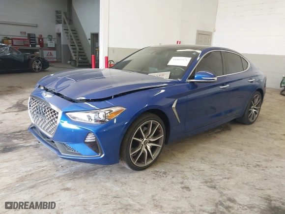 2021 Genesis G70 2.0T with VIN KMTG44LA4MU073743, listed as a IAAI auction lot 41665971 with 43,061 mi miles. Bid and sale history available at carsss.com. Image 18.