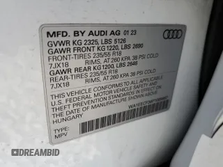 2023 Audi Q3 S line Premium Plus z VIN WA1EECF36P1089887, wystawiony jako Copart lot #53173345 z przebiegiem 31 274 mil mil oraz Szkody całkowita. Historia ofert i sprzedaży dostępna na DreamBid. Obrazek 16.