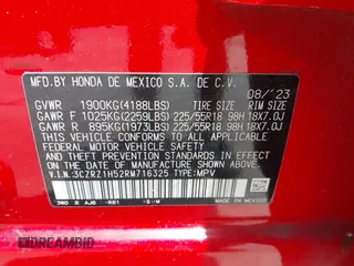 2024 Honda HR-V Sport с VIN 3CZRZ1H52RM716325, выставлен на аукционе IAAI как лот 42378954 с пробегом 12 230 миль миль и . История ставок и продаж доступна на DreamBid. Изображение 9.