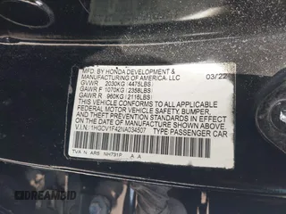 2022 Honda Accord Sport SE with VIN 1HGCV1F42NA034507, listed as a IAAI auction lot 42146558 with 35,673 mi miles and . Bid and sale history available at DreamBid. Image 9.