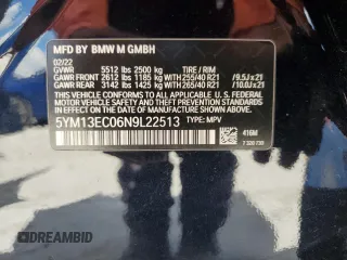 2022 BMW X3 M with VIN 5YM13EC06N9L22513, listed as a Copart auction lot 72764094 with 0 mi miles and Salvage Title. Bid and sale history available at carsss.com. Image 13.