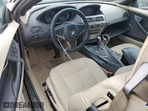 2005 BMW 6 Series 645Ci with VIN WBAEK73495B323494, listed as a Copart auction lot 75930244 with 85,774 mi miles and Salvage Title. Bid and sale history available at DreamBid. Image 8.