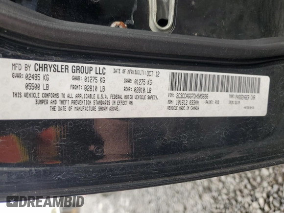 2013 Chrysler 300 with VIN 2C3CCAGG7DH505696, listed as a Copart auction lot 52041435 with 145,776 mi miles and Clean Title. Bid and sale history available at carsss.com. Image 12.