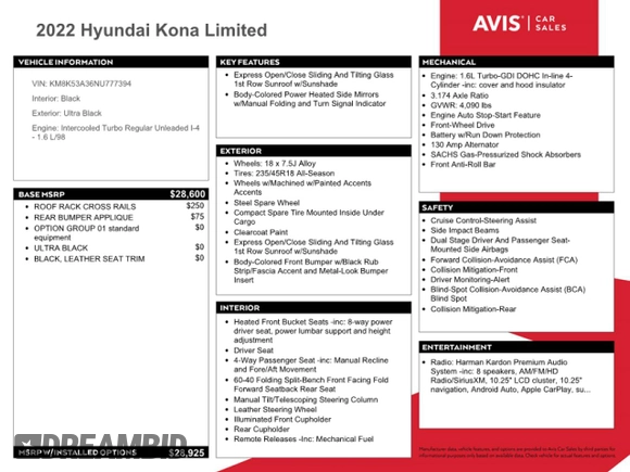 2022 Hyundai Kona Limited with VIN KM8K53A36NU777394, listed as a Copart auction lot 43245415 with 91,862 mi miles and Clean Title. Bid and sale history available at carsss.com. Image 13.