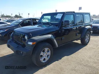 2022 Jeep Wrangler Unlimited Sport S with VIN 1C4HJXDN8NW263081, listed as a IAAI auction lot 41113466 with 34,238 mi miles. Bid and sale history available at carsss.com. Image 2.