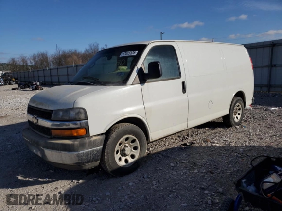 2010 Chevrolet Express Cargo Van with VIN 1GCUGADX2A1182046, listed as a Copart auction lot 47025835 with 0 mi miles and Salvage Title. Bid and sale history available at carsss.com. Image 1.