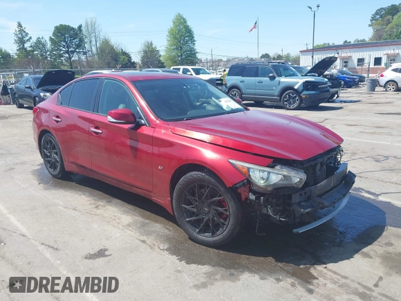 2015 Infiniti Q50 Premium with VIN JN1BV7AR2FM411095, listed as a IAAI auction lot 41932965 with 101,969 mi miles. Bid and sale history available at carsss.com. Image 1.