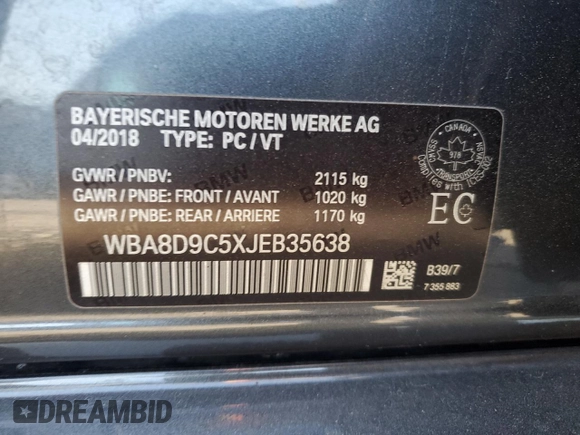 2018 BMW 3 Series 330i xDrive with VIN WBA8D9C5XJEB35638, listed as a Copart auction lot 52905585 with 98,895 mi miles and Salvage title. Bid and sale history available at DreamBid. Image 12.