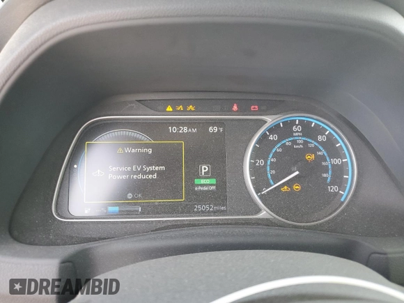 2021 Nissan LEAF SV Plus with VIN 1N4BZ1CV0MC556041, listed as a Copart auction lot 47408545 with 25,052 mi miles and Salvage title. Bid and sale history available at DreamBid. Image 9.