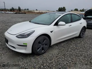 2022 Tesla Model 3 Long Range with VIN 5YJ3E1EB9NF256418, listed as a Copart auction lot 49002995 with 62067 miles and Salvage Title. Bid and sale history available at carsss.com. Image 1.