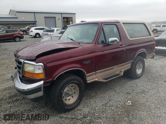 1996 Ford Bronco Custom with VIN 1FMEU15H7TLB67016, listed as a Copart auction lot 43911765 with 150,183 mi miles and Salvage Title. Bid and sale history available at DreamBid. Image 1.