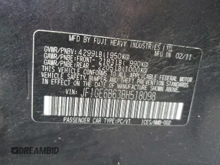 2011 Subaru Impreza Premium z VIN JF1GE6B63BH518098, wystawiony jako Copart lot #57116415 z przebiegiem 219 651 mil mil oraz Szkoda całkowita • Salvage title. Historia ofert i sprzedaży dostępna na DreamBid. Obrazek 12.