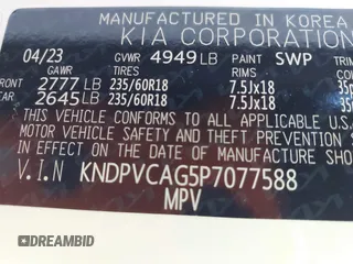 2023 Kia Sportage EX with VIN KNDPVCAG5P7077588, listed as a IAAI auction lot 42021931 with 26,195 mi miles and . Bid and sale history available at carsss.com. Image 9.