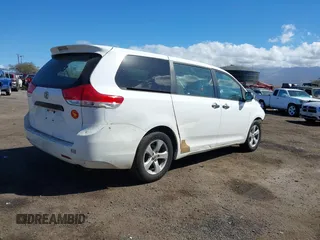 2012 Toyota Sienna with VIN 5TDZK3DC7CS203993, listed as a IAAI auction lot 41130289 with 177,059 mi miles. Bid and sale history available at carsss.com. Image 4.