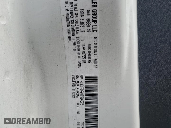 2013 FIAT 500 Pop with VIN 3C3CFFDR0DT514872, listed as a Copart auction lot 59517625 with 137,710 mi miles and Salvage title. Bid and sale history available at DreamBid. Image 13.