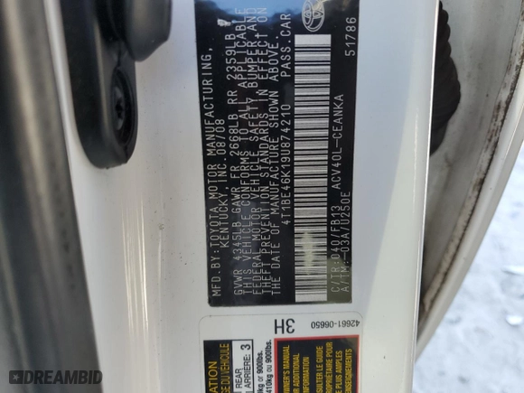 2009 Toyota Camry with VIN 4T1BE46K19U874210, listed as a Copart auction lot 47626465 with 251,799 mi miles and Salvage Title. Bid and sale history available at carsss.com. Image 14.