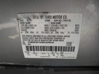 2021 Ford Explorer Limited with VIN 1FMSK8FHXMGA88644, listed as a IAAI auction lot 41833022 with 123,054 mi miles. Bid and sale history available at carsss.com. Image 9.