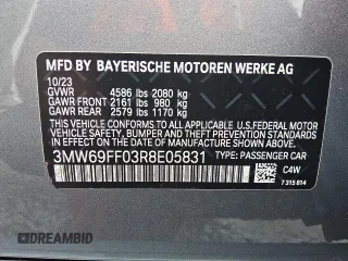 2024 BMW 3 Series 330i z VIN 3MW69FF03R8E05831, wystawiony jako Copart lot #59636535 z przebiegiem 37 718 mil mil oraz Czysty tytuł • Clean title. Historia ofert i sprzedaży dostępna na DreamBid. Obrazek 12.