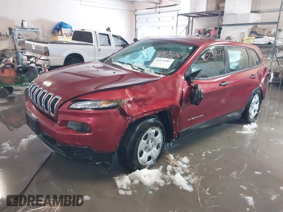 2014 Jeep Cherokee Sport with VIN 1C4PJMABXEW125420, listed as a IAAI auction lot 41573107 with 125,546 mi miles. Bid and sale history available at carsss.com. Image 2.