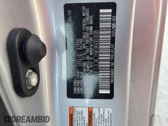 2019 Subaru BRZ Limited with VIN JF1ZCAC16K9600308, listed as a Copart auction lot 78523174 with 55,213 mi miles and Salvage Title. Bid and sale history available at carsss.com. Image 12.