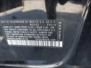 2015 Volkswagen Jetta S with VIN 3VW2K7AJ9FM210733, listed as a IAAI auction lot 42765535 with 155,299 mi miles and . Bid and sale history available at DreamBid. Image 9.
