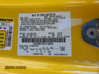 2024 Ford Mustang GT Premium с VIN 1FAGP8FFXR5110046, выставлен на аукционе Copart как лот 41424855 с пробегом 4 131 миль миль и Списание • Salvage title. История ставок и продаж доступна на DreamBid. Изображение 13.