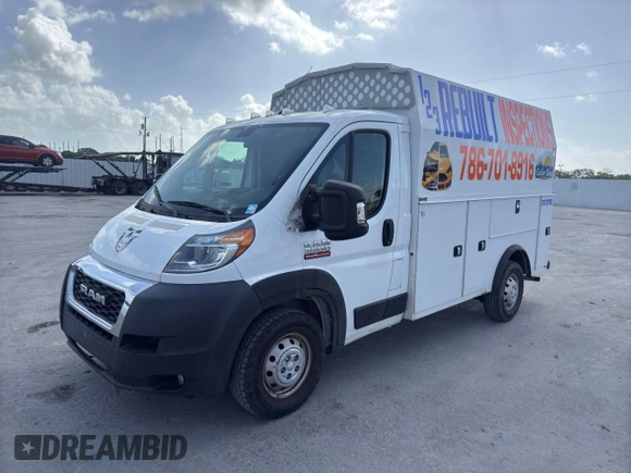 2019 Ram ProMaster z VIN 3C7WRVKG2KE512637, wystawiony jako Copart lot #88807735 z przebiegiem 71 332 mil mil oraz Szkody całkowita. Historia ofert i sprzedaży dostępna na DreamBid. Obrazek 2.