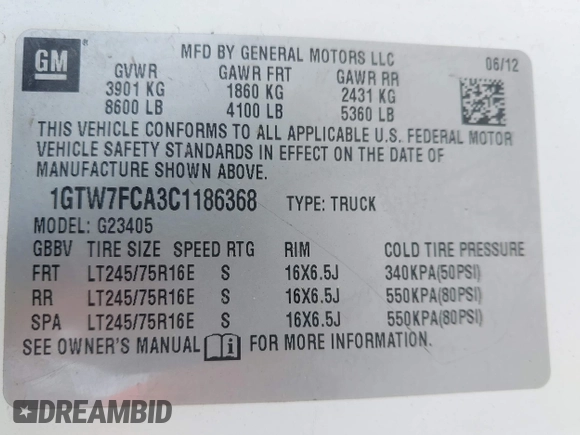 2012 GMC Savana Cargo z VIN 1GTW7FCA3C1186368, wystawiony jako IAAI lot #42127175 z przebiegiem 512 034 mil mil oraz . Historia ofert i sprzedaży dostępna na DreamBid. Obrazek 9.