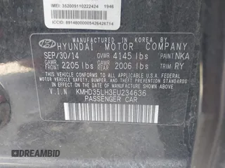 2014 Hyundai Elantra GT with VIN KMHD35LH3EU234636, listed as a IAAI auction lot 41998223 with 213,434 mi miles. Bid and sale history available at carsss.com. Image 9.