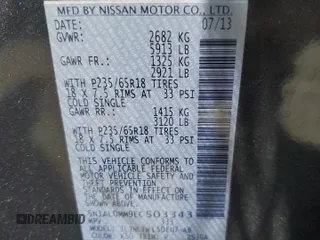 2014 Infiniti QX60 with VIN 5N1AL0MM9EC503343, listed as a Copart auction lot 64135015 with 130,998 mi miles and Clean title. Bid and sale history available at DreamBid. Image 13.