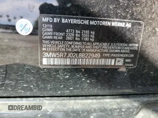 2020 BMW 3 Series 330i xDrive with VIN 3MW5R7J02L8B22949, listed as a Copart auction lot 52635115 with 53,398 mi miles and Clean Title. Bid and sale history available at carsss.com. Image 12.