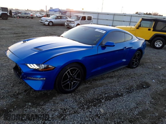 2021 Ford Mustang EcoBoost with VIN 1FA6P8TH1M5153152, listed as a Copart auction lot 72096182 with 9,110 mi miles. Bid and sale history available at carsss.com. Image 1.