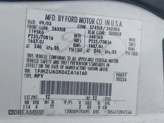 2004 Ford Explorer XLT z VIN 1FMZU63K04ZA16160, wystawiony jako IAAI lot #42272905 z przebiegiem 143 513 mil mil oraz . Historia ofert i sprzedaży dostępna na DreamBid. Obrazek 9.