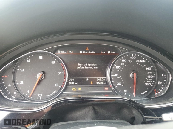 2018 Audi A8 with VIN WAU44AFD0JN000152, listed as a Copart auction lot 62844254 with 47,325 mi miles and Salvage title. Bid and sale history available at DreamBid. Image 9.
