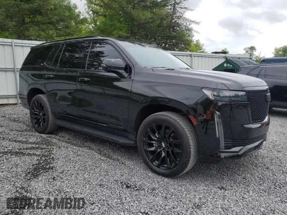 2021 Cadillac Escalade Sport Platinum with VIN 1GYS4GKL7MR338004, listed as a Copart auction lot 61612345 with 47,300 mi miles and Salvage title. Bid and sale history available at DreamBid. Image 4.