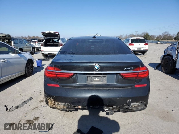 2018 BMW 7 Series 750i with VIN WBA7F0C55JGM23635, listed as a Copart auction lot 83718114 with 0 mi miles and Salvage Title. Bid and sale history available at carsss.com. Image 6.