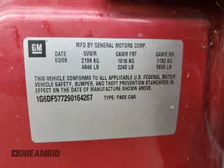 2009 Cadillac CTS RWD w/1SA with VIN 1G6DF577290164267, listed as a Copart auction lot 74480394 with 0 mi miles and Non Repairable. Bid and sale history available at carsss.com. Image 13.