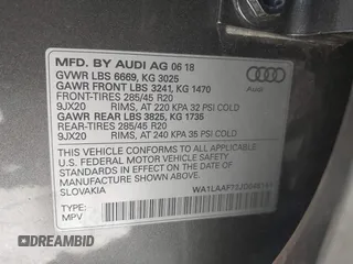 2018 Audi Q7 Premium Plus с VIN WA1LAAF72JD048141, выставлен на аукционе IAAI как лот 41841344 с пробегом 47 533 миль миль и . История ставок и продаж доступна на DreamBid. Изображение 9.