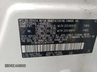 2018 Toyota RAV4 LE with VIN 2T3BFREV3JW764258, listed as a Copart auction lot 61234155 with Not provided miles and Salvage title. Bid and sale history available at DreamBid. Image 13.