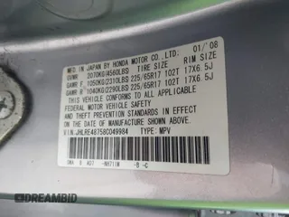 2008 Honda CR-V EX-L z VIN JHLRE48758C049984, wystawiony jako IAAI lot #42184498 z przebiegiem 232 842 mil mil oraz . Historia ofert i sprzedaży dostępna na DreamBid. Obrazek 9.