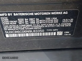 2022 BMW X5 xDrive40i with VIN 5UXCR6C06N9L83350, listed as a IAAI auction lot 41950890 with 29,701 mi miles. Bid and sale history available at carsss.com. Image 9.
