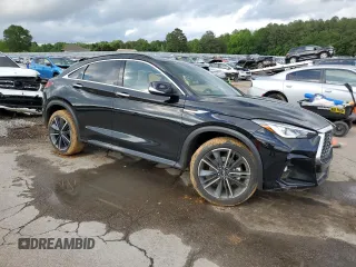 2025 Infiniti QX55 Luxe with VIN 3PCAJ5JRXSF106746, listed as a Copart auction lot 54404335 with 4,466 mi miles and Salvage title. Bid and sale history available at DreamBid. Image 4.