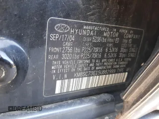 2005 Hyundai Santa Fe GLS with VIN KM8SC73E15U882999, listed as a Copart auction lot 69503144 with 0 mi miles and Salvage Title. Bid and sale history available at carsss.com. Image 13.
