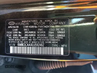 2020 Hyundai Kona SE with VIN KM8K1CAAXLU592482, listed as a Copart auction lot 57751842 with 28,783 mi miles. Bid and sale history available at carsss.com. Image 10.