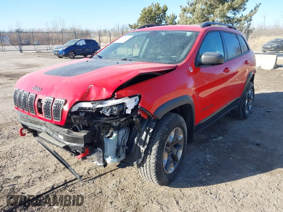 2019 Jeep Cherokee Trailhawk Elite with VIN 1C4PJMBX3KD217437, listed as a IAAI auction lot 41448614 with 85,889 mi miles. Bid and sale history available at carsss.com. Image 22.